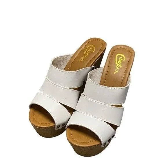 Candie’s Women’s Platform Wedge Sandals Cawendy White Size 7.5 90s Y2K NIB - Picture 3 of 8